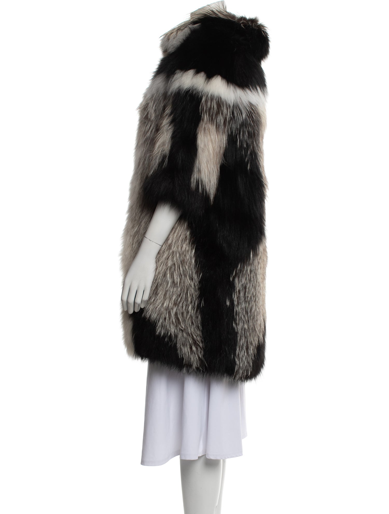 J. Mendel Fur Colorblock Pattern Fur Coat