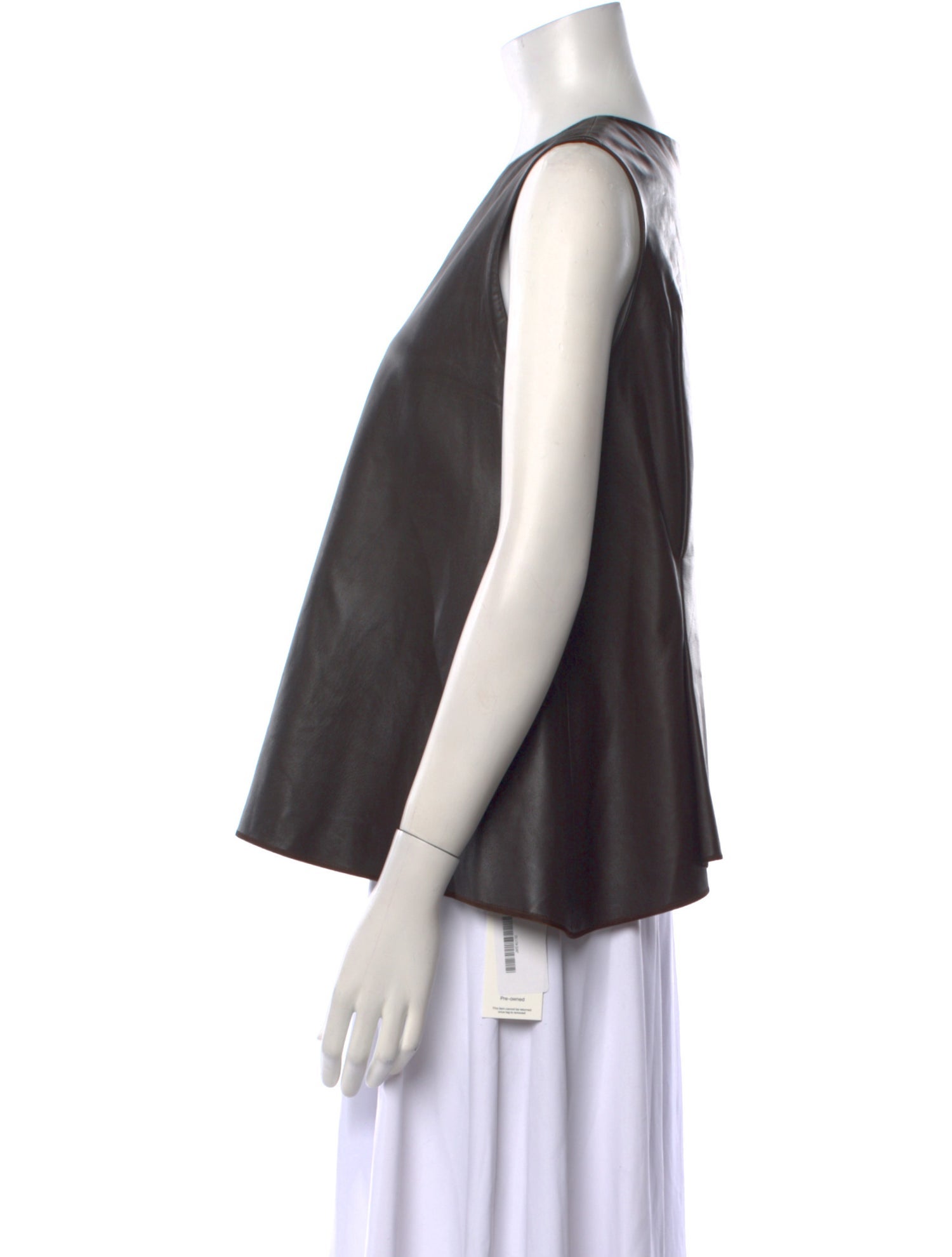 J. Mendel Lamb Leather V-Neck Blouse