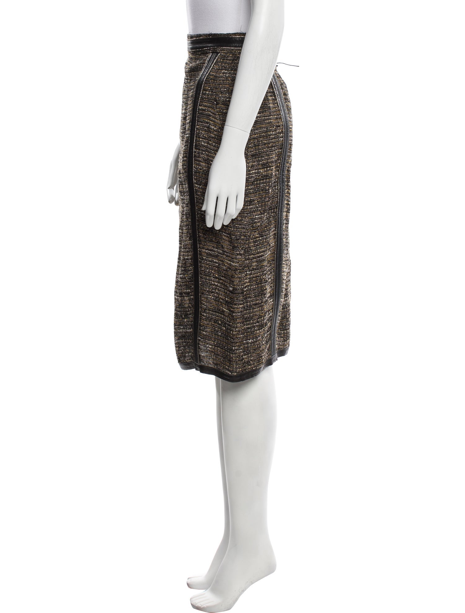 J. Mendel Leather Knee-Length Skirt