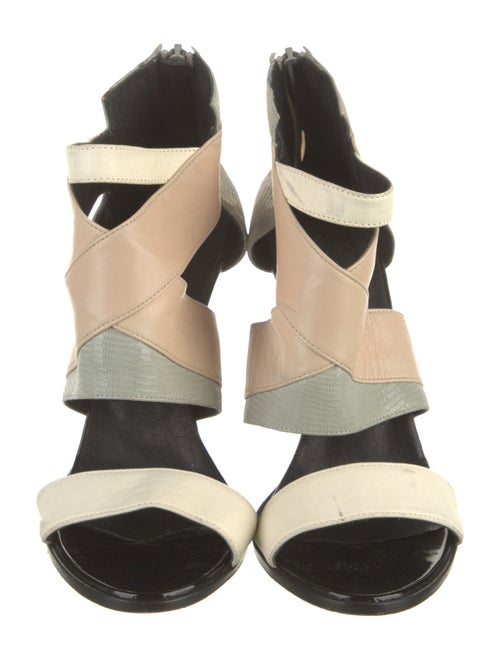 J. Mendel Leather Colorblock Pattern Sandals
