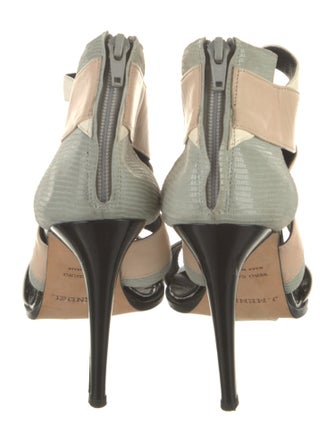J. Mendel Leather Colorblock Pattern Sandals