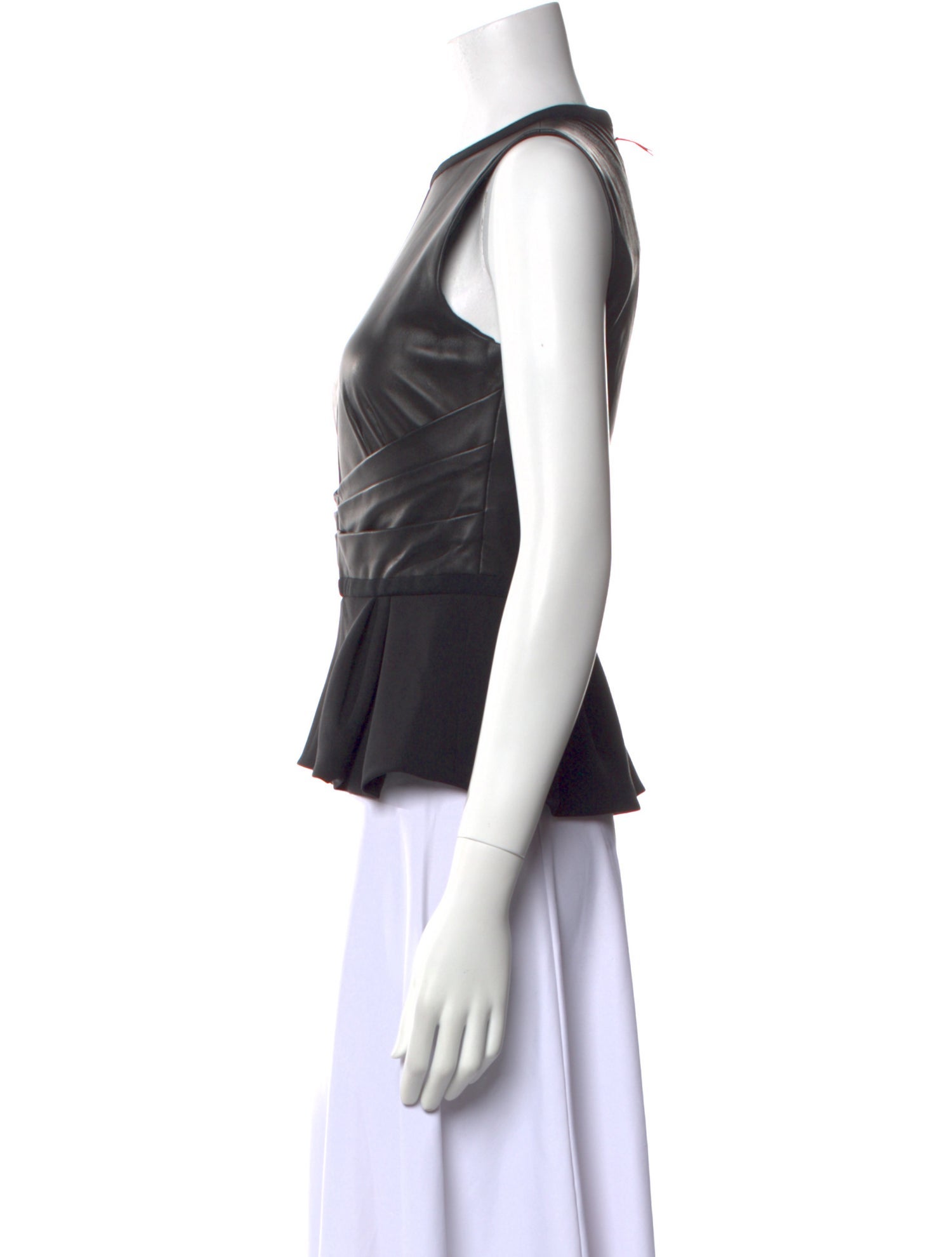 J. Mendel Leather Bateau Neckline Top