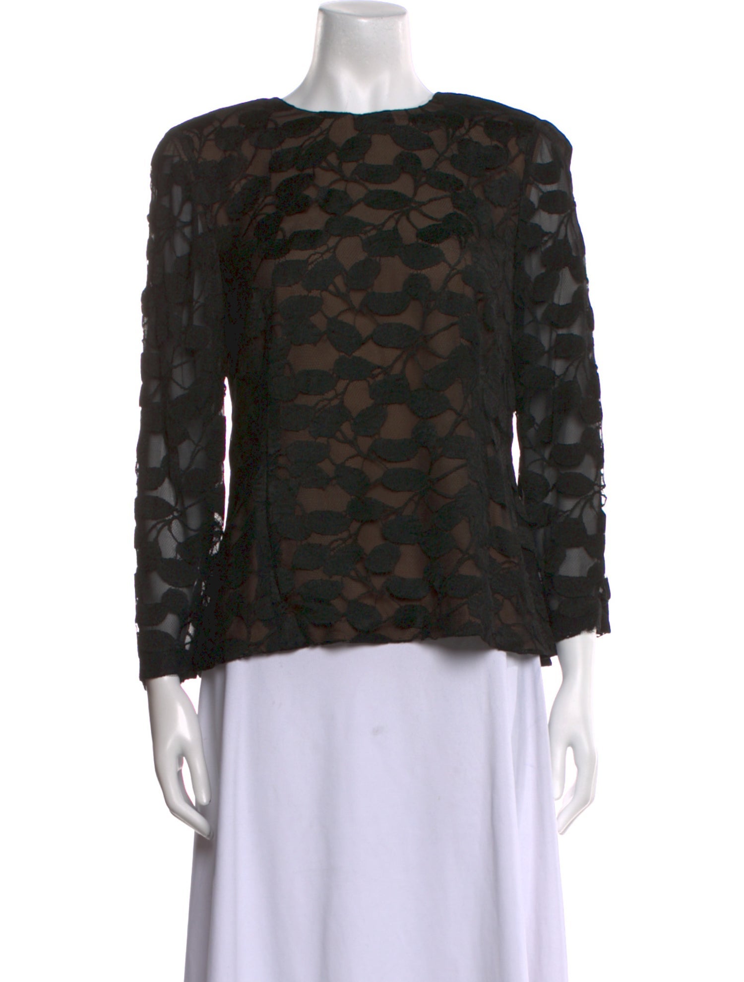 J. Mendel Lace Pattern Bateau Neckline Blouse