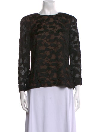 J. Mendel Lace Pattern Bateau Neckline Blouse
