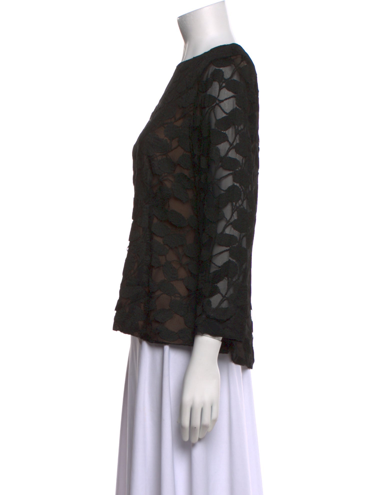 J. Mendel Lace Pattern Bateau Neckline Blouse