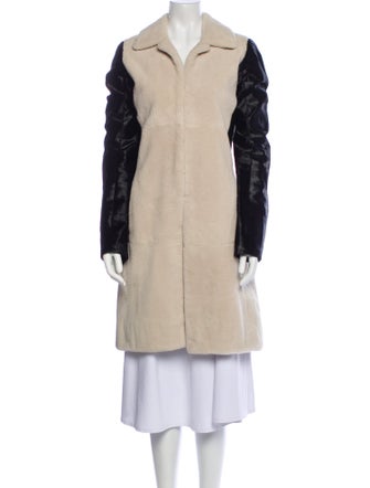 J. Mendel Colorblock Pattern Faux Fur Coat