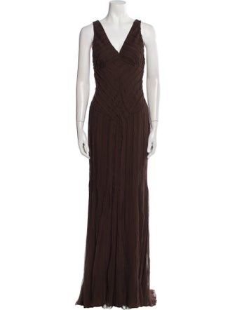 J. Mendel V-Neck Long Dress