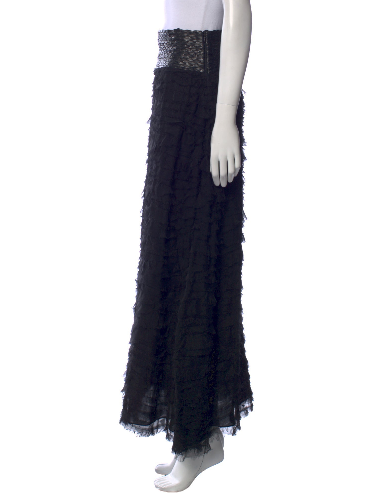 J. Mendel Ruffle Embellishment Midi Length Skirt