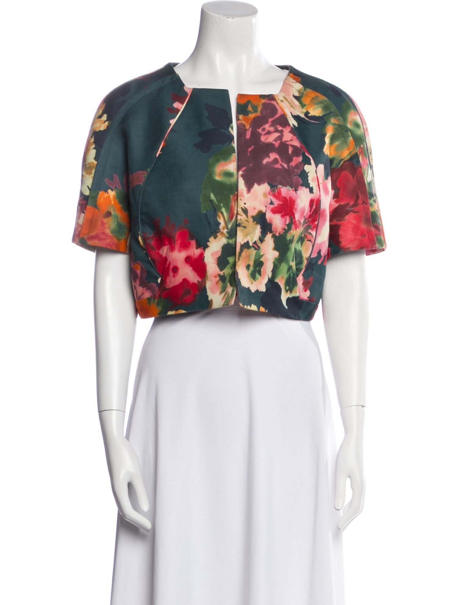 J. Mendel Silk Floral Print Bolero