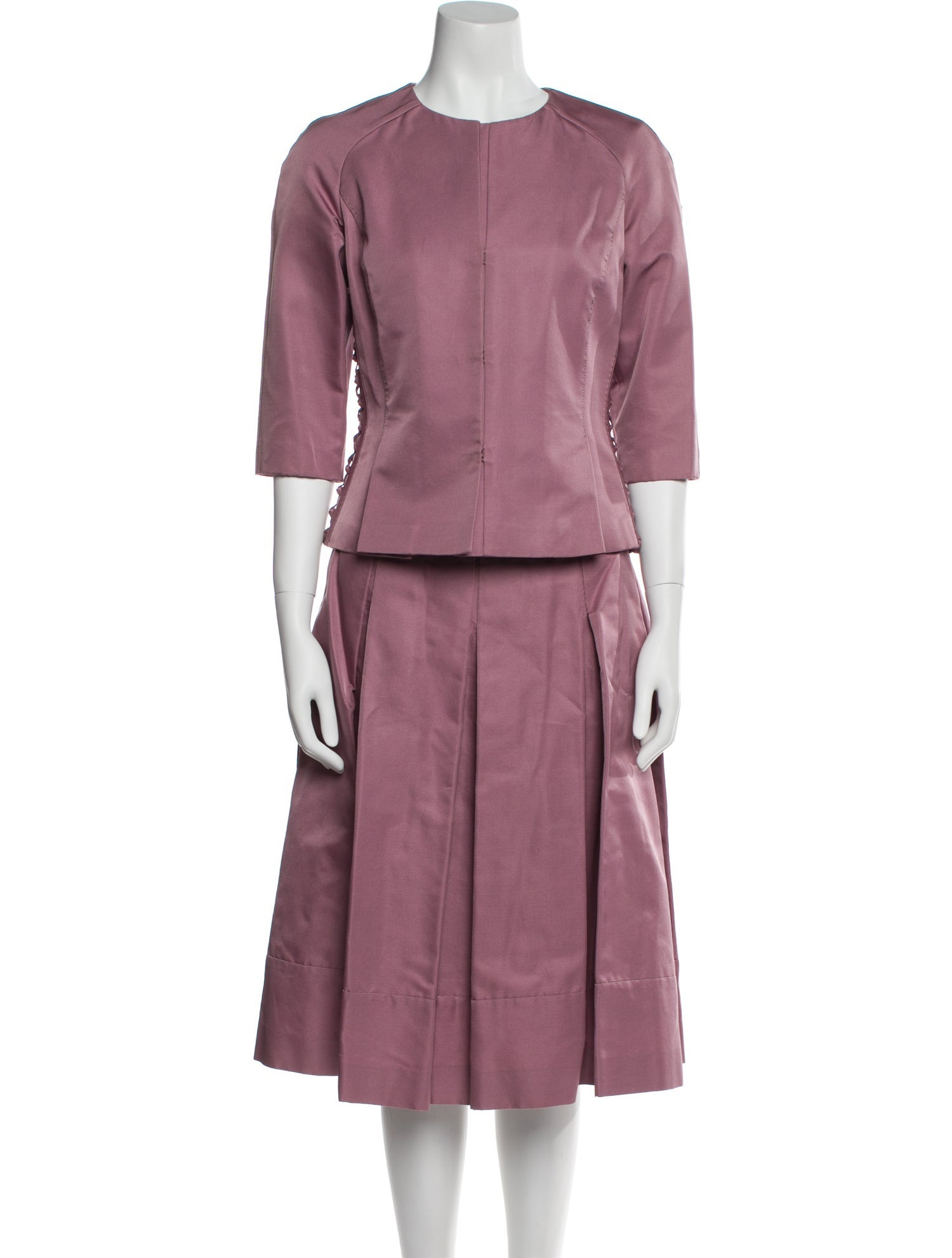 J. Mendel Pleated Accents Skirt Suit