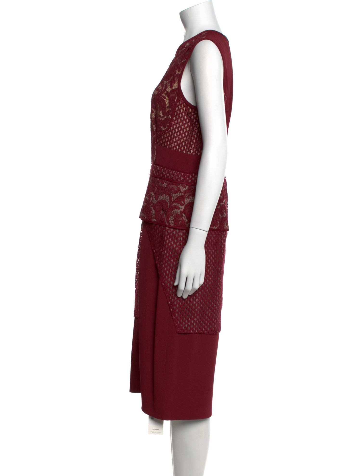 J. Mendel Lace Pattern Midi Length Dress