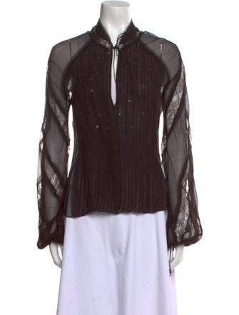 J. Mendel V-Neck Long Sleeve Blouse