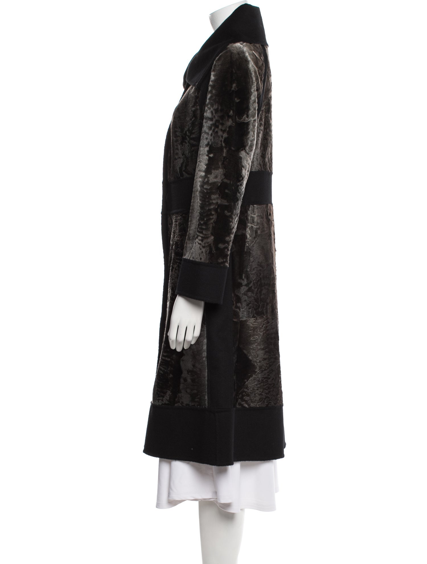 J. Mendel Colorblock Pattern Faux Fur Coat