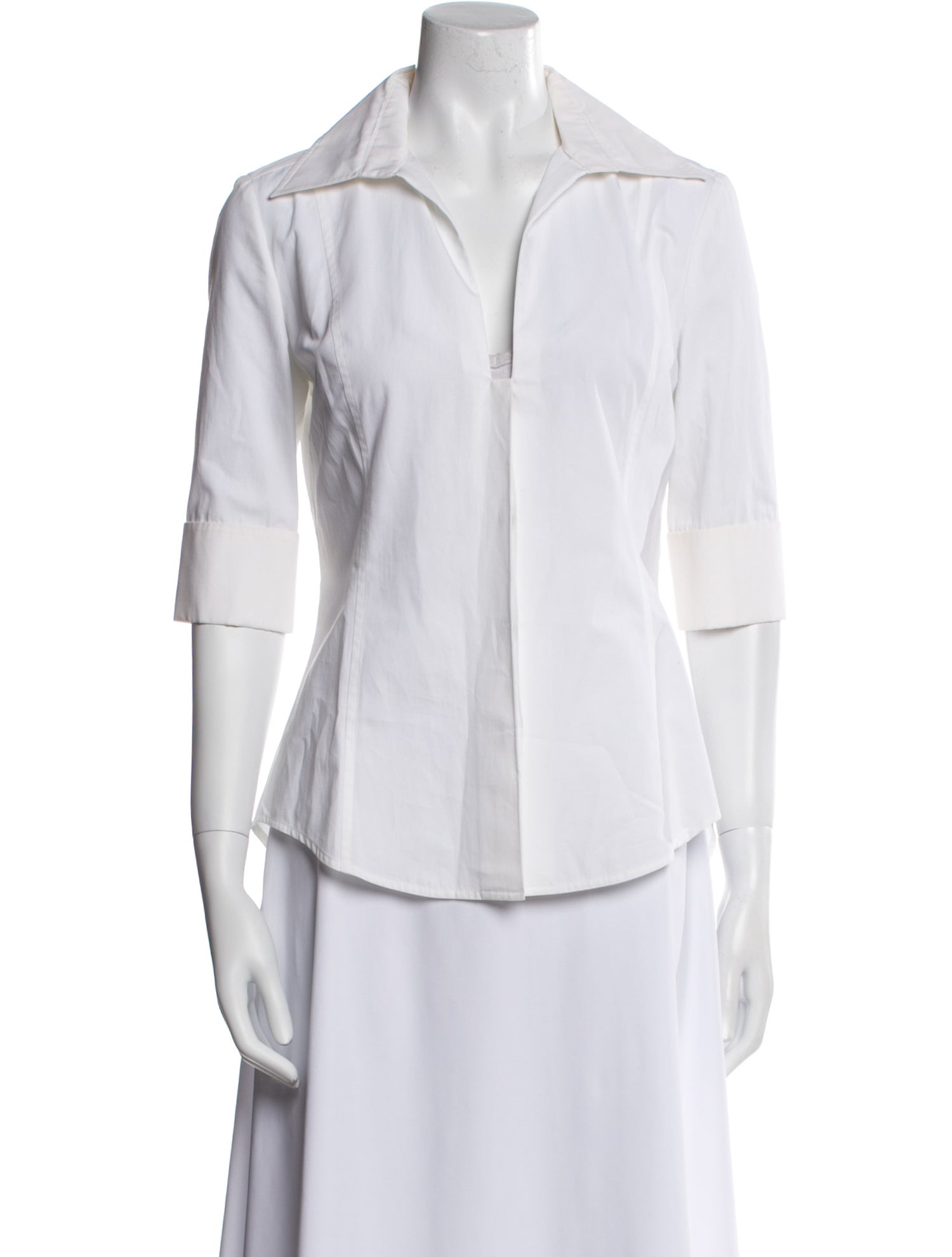 J. Mendel Three-Quarter Sleeve Button-Up Top