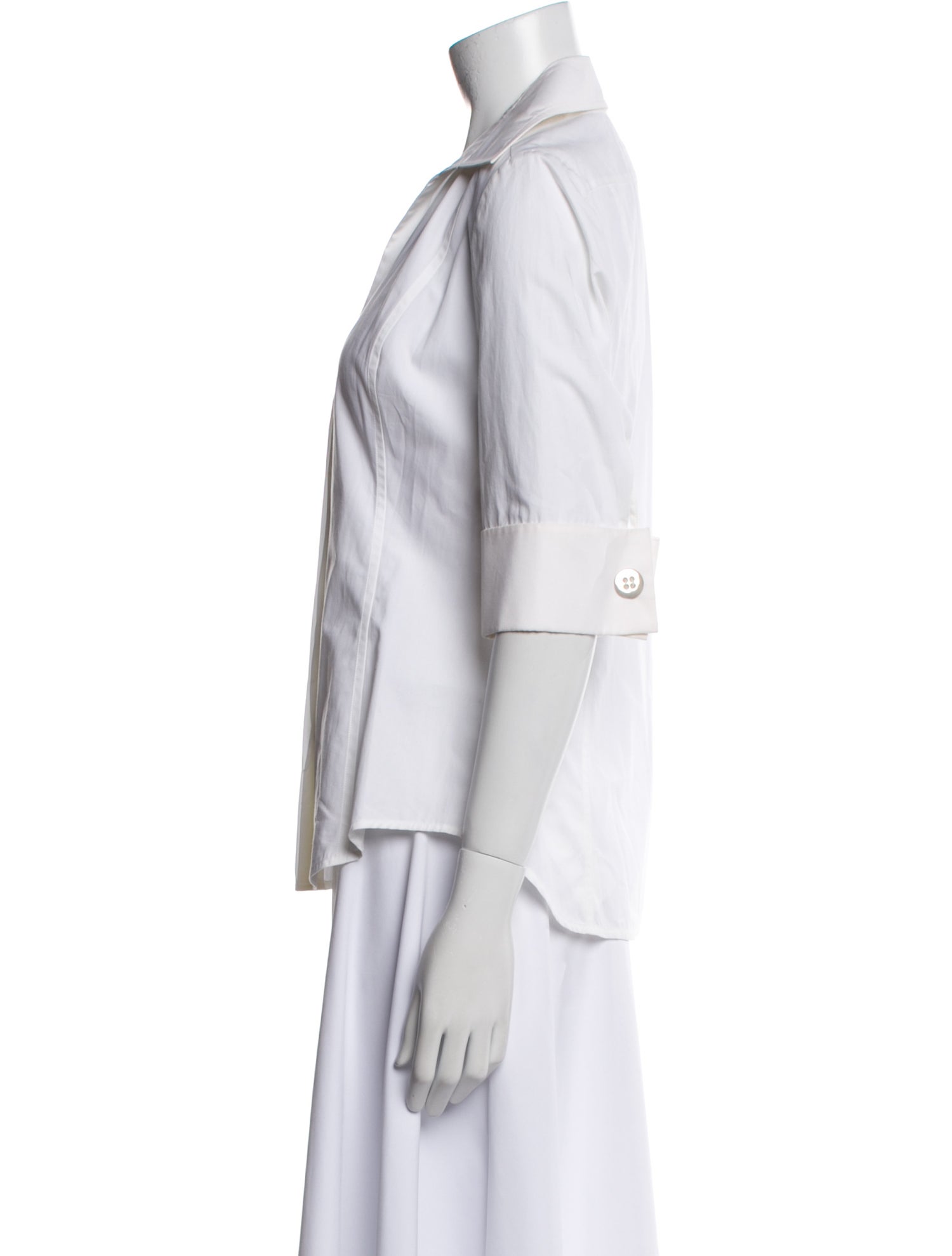 J. Mendel Three-Quarter Sleeve Button-Up Top