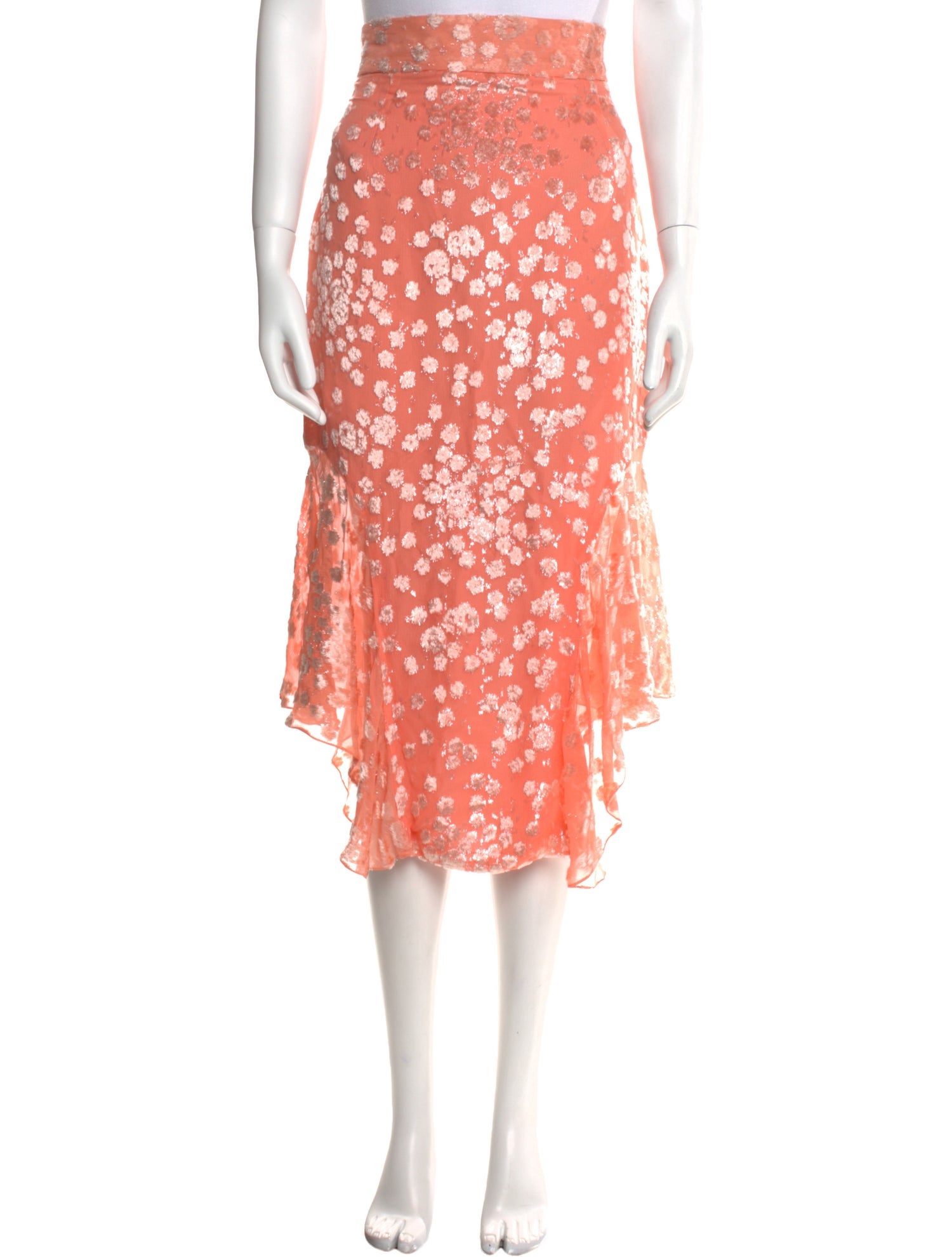 J. Mendel Floral Print Midi Length Skirt