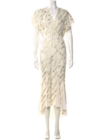 Pre-owned J Mendel Printed Long Dress In Neutral