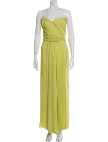 Pre-owned J Mendel Silk Long Dress In Green