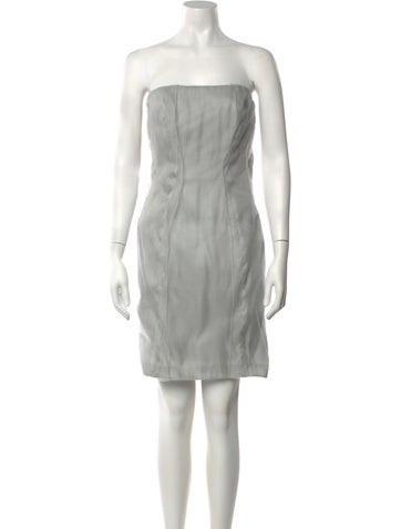 Pre-owned J Mendel Silk Mini Dress In Grey