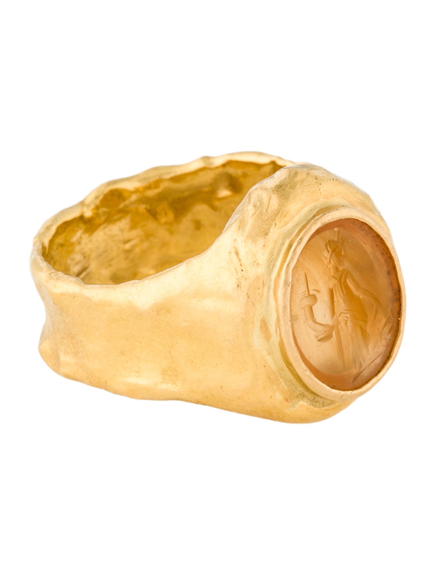 Jean Mahie 22K Citrine Intaglio Cocktail Ring