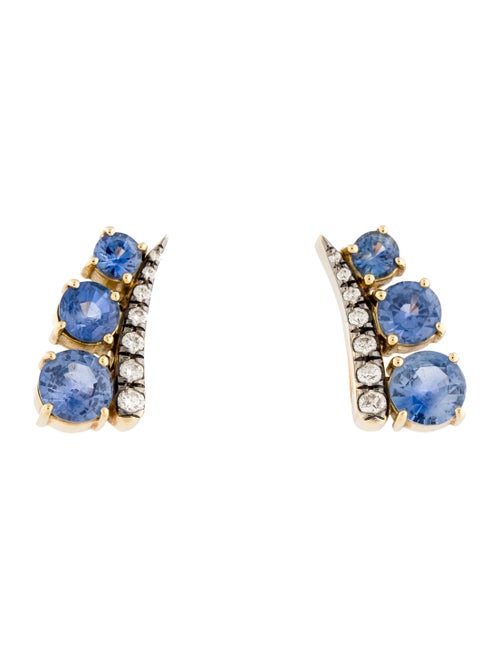 Jemma Wynne 18K Sapphire & Diamond Ear Climbers ye