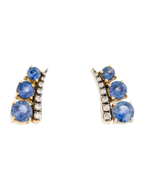 Jemma Wynne 18K Sapphire & Diamond Ear Climbers ye