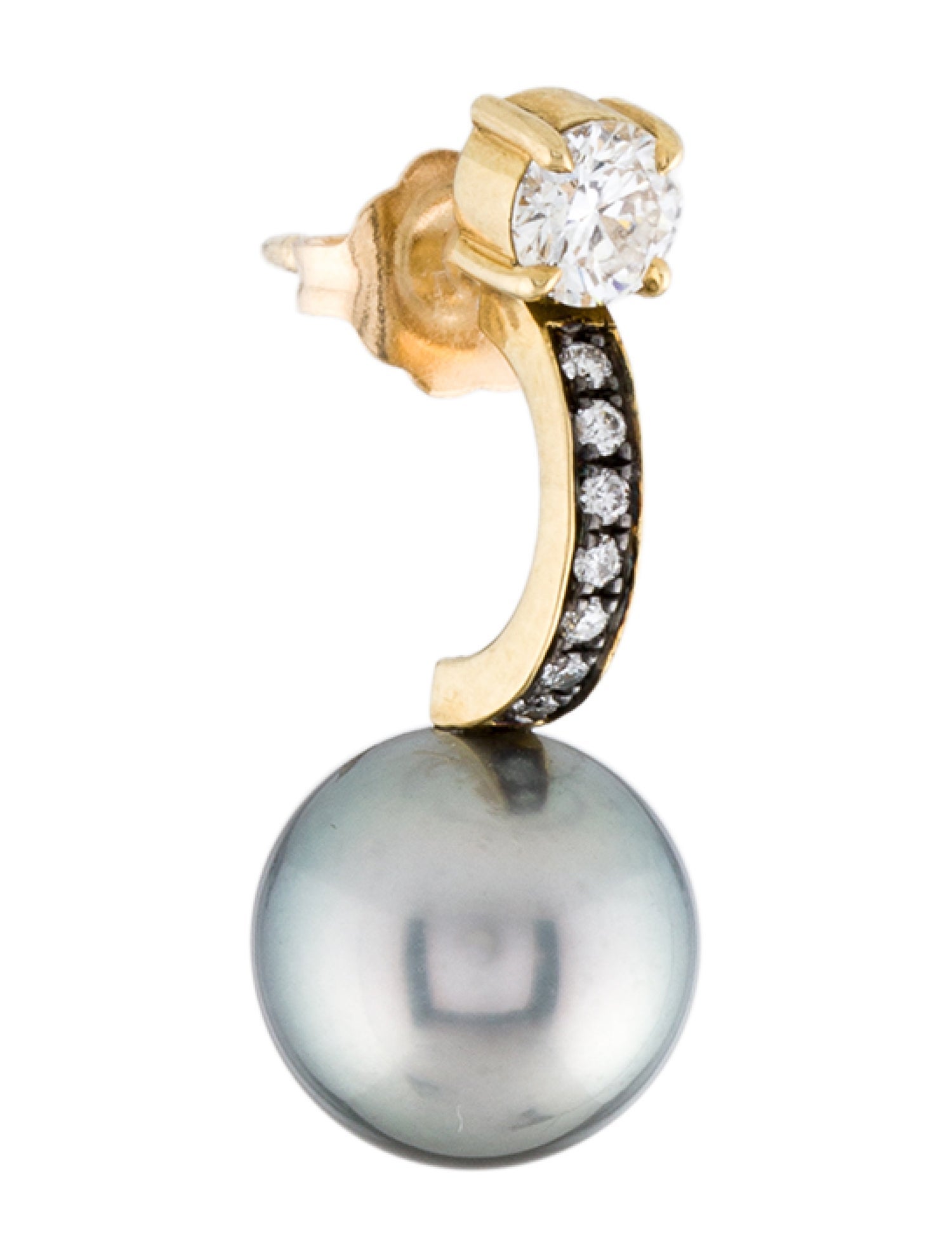 Jemma Wynne 18k Prive Pearl & Diamond Single Half Hoop Earring