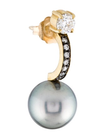 Jemma Wynne 18k Prive Pearl & Diamond Single Half Hoop Earring