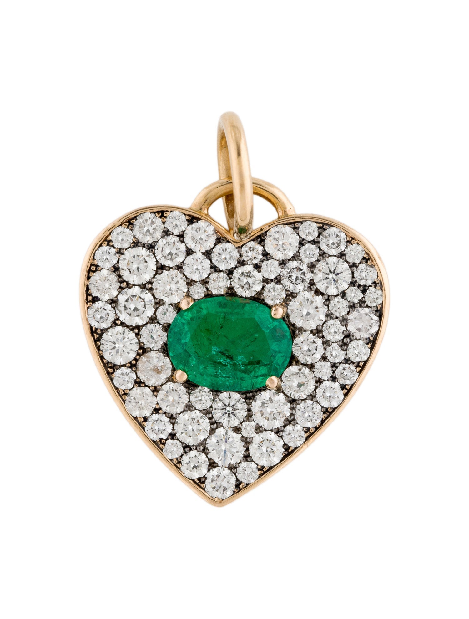 Jemma Wynne 18K 1.01ct Emerald & Diamond Prive Heart Pendant