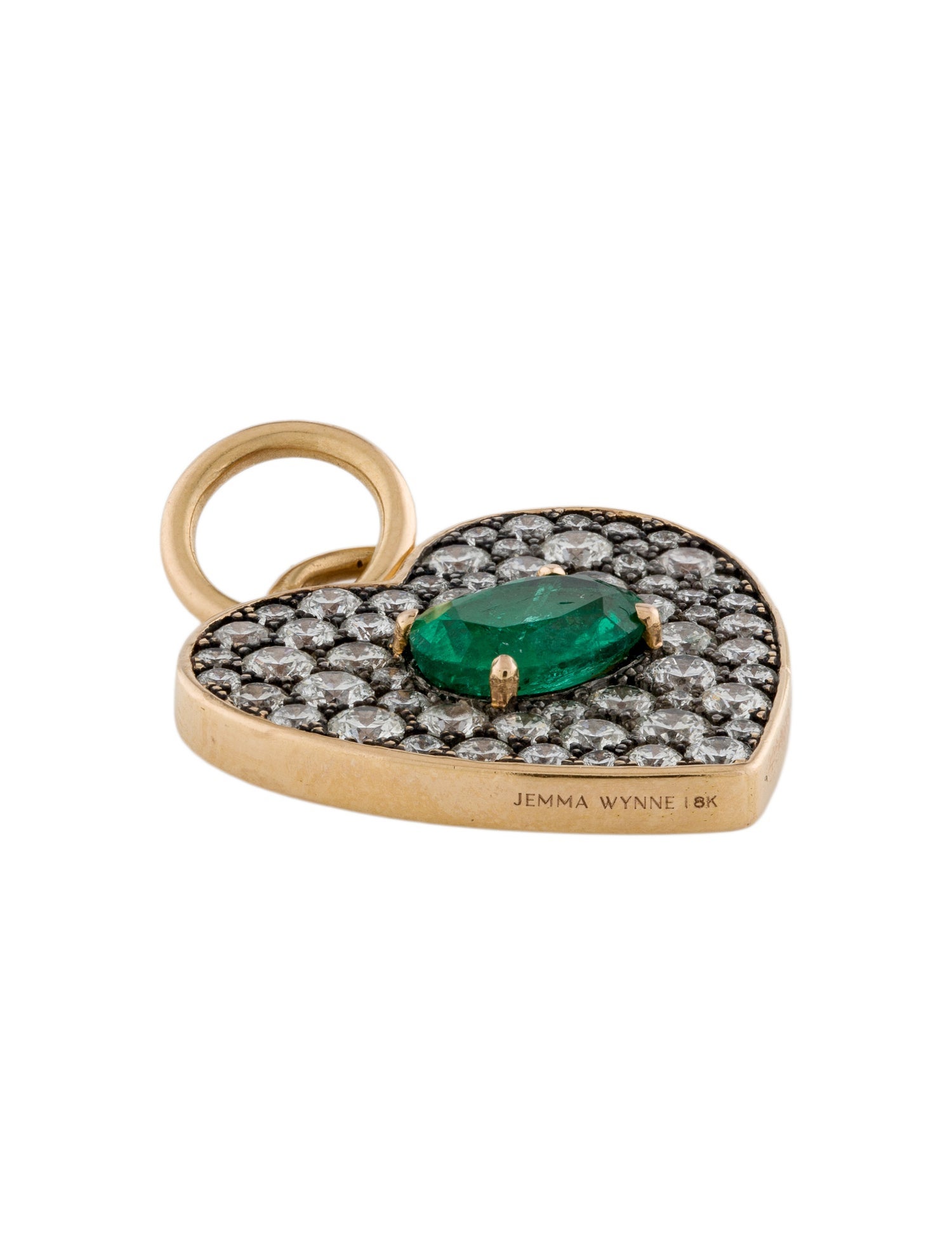 Jemma Wynne 18K 1.01ct Emerald & Diamond Prive Heart Pendant