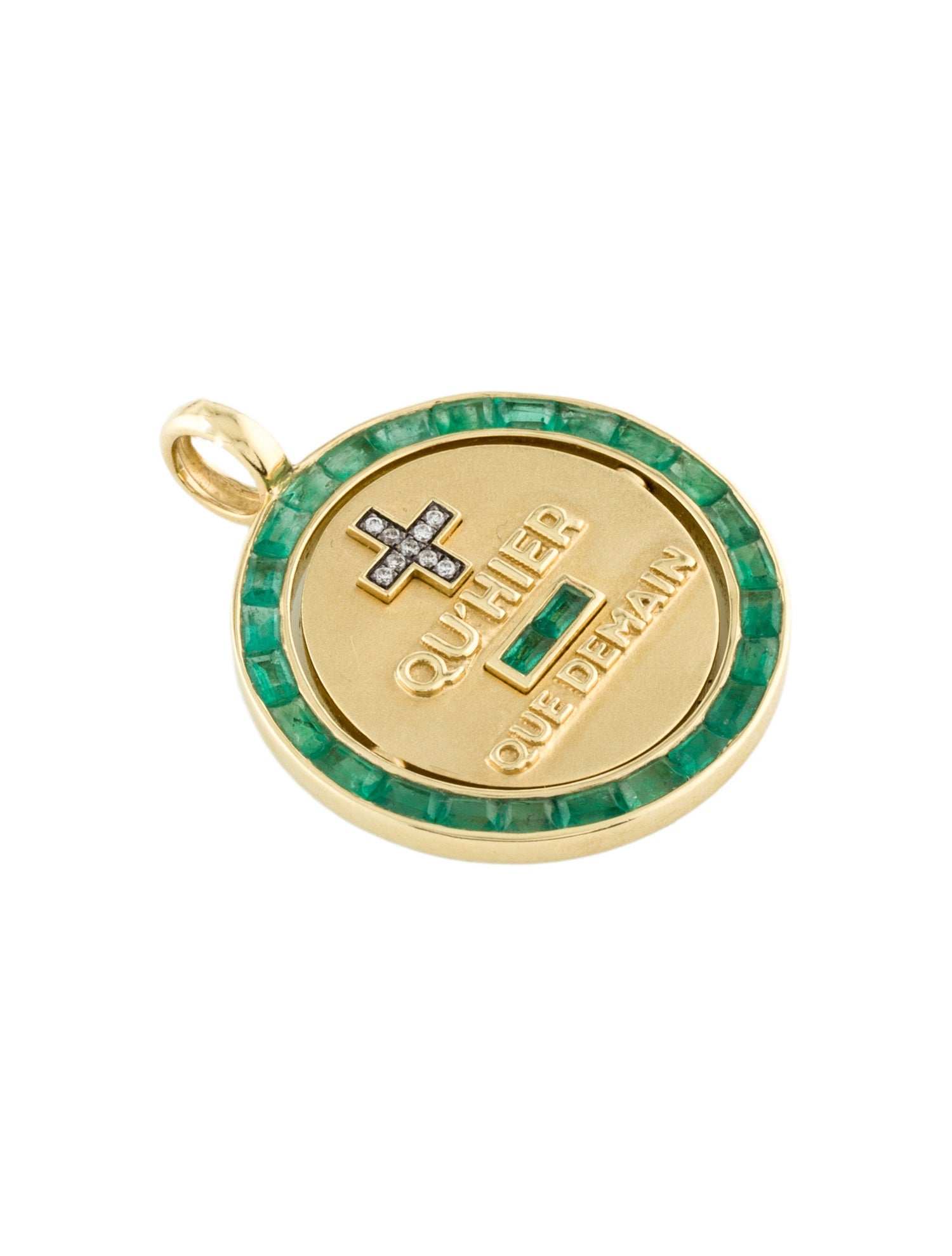 Jemma Wynne 18K 1.59ctw Emerald & Diamond 'Love Notes' Pendant