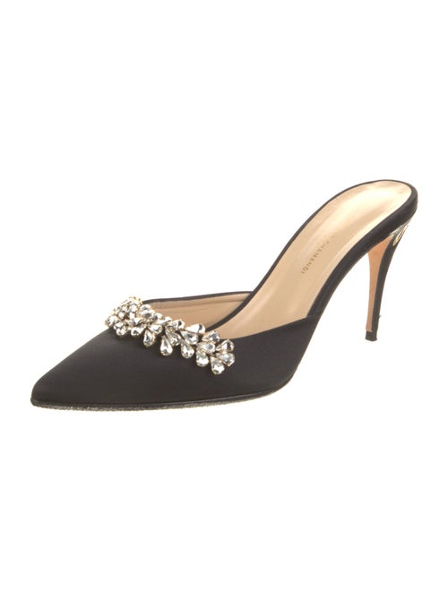 Jennifer Chamandi Satin Crystal Embellishments Mules