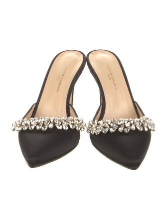 Jennifer Chamandi Satin Crystal Embellishments Mules