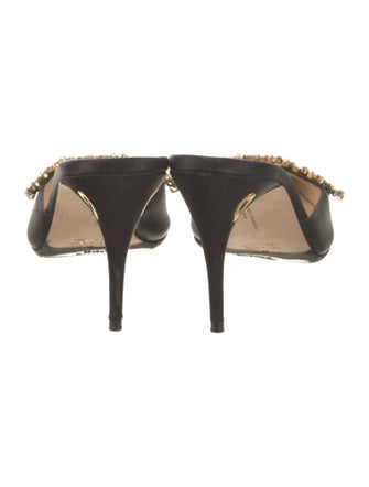 Jennifer Chamandi Satin Crystal Embellishments Mules