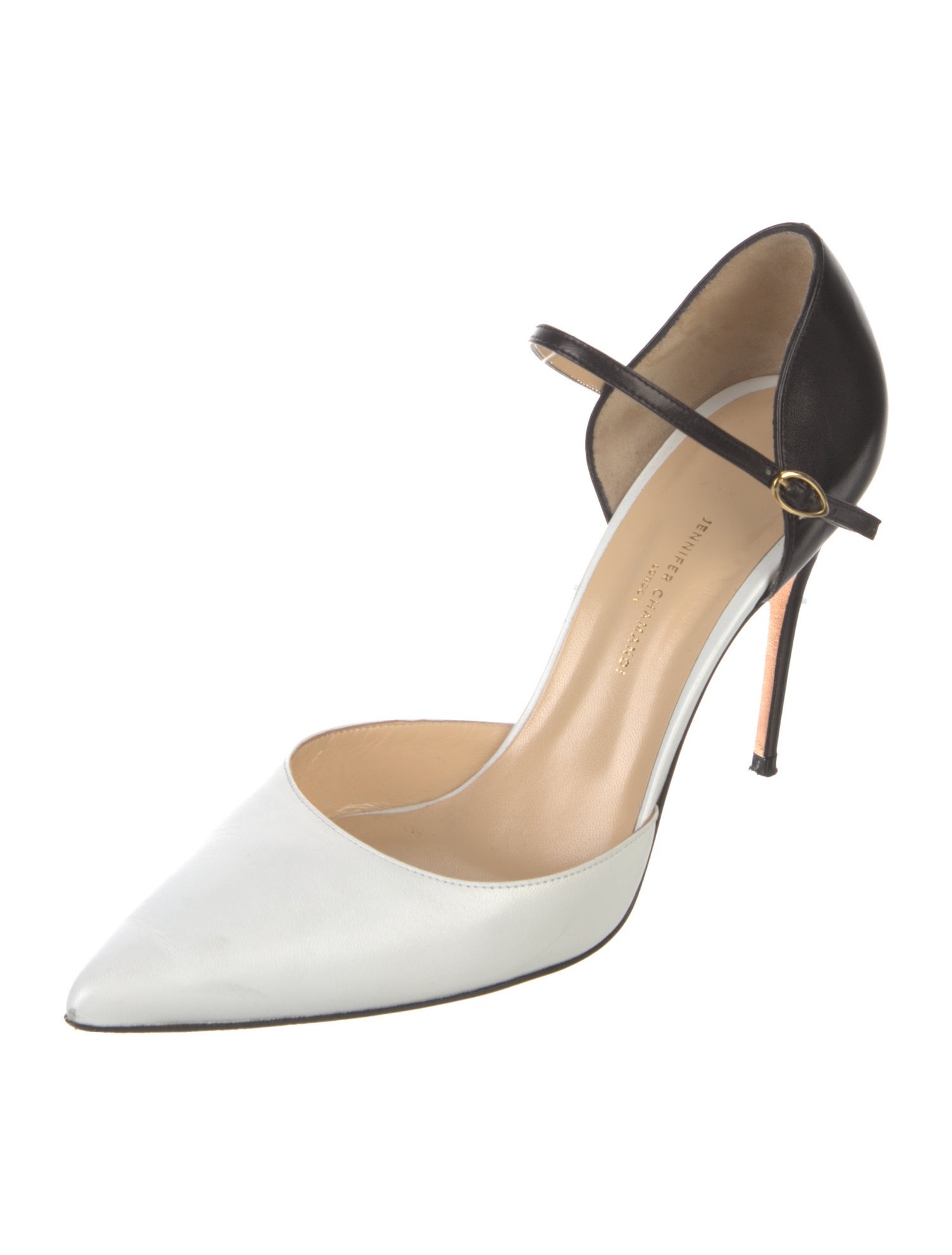 Jennifer Chamandi Leather Colorblock Pattern D'Orsay Pumps