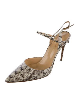 Jennifer Chamandi Snakeskin Animal Print Slingback Pumps