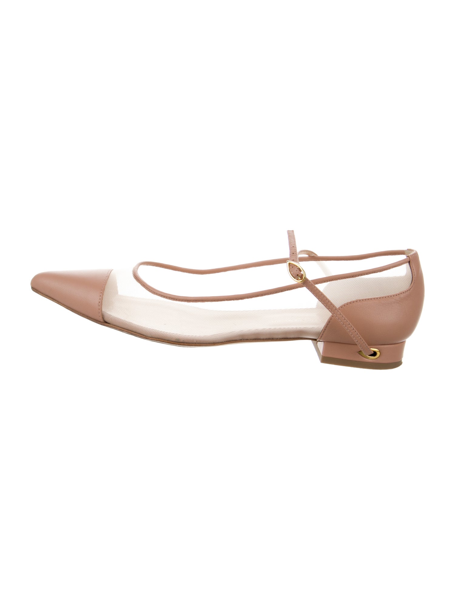 Jennifer Chamandi Leather Mesh Accents Mary Jane Flats