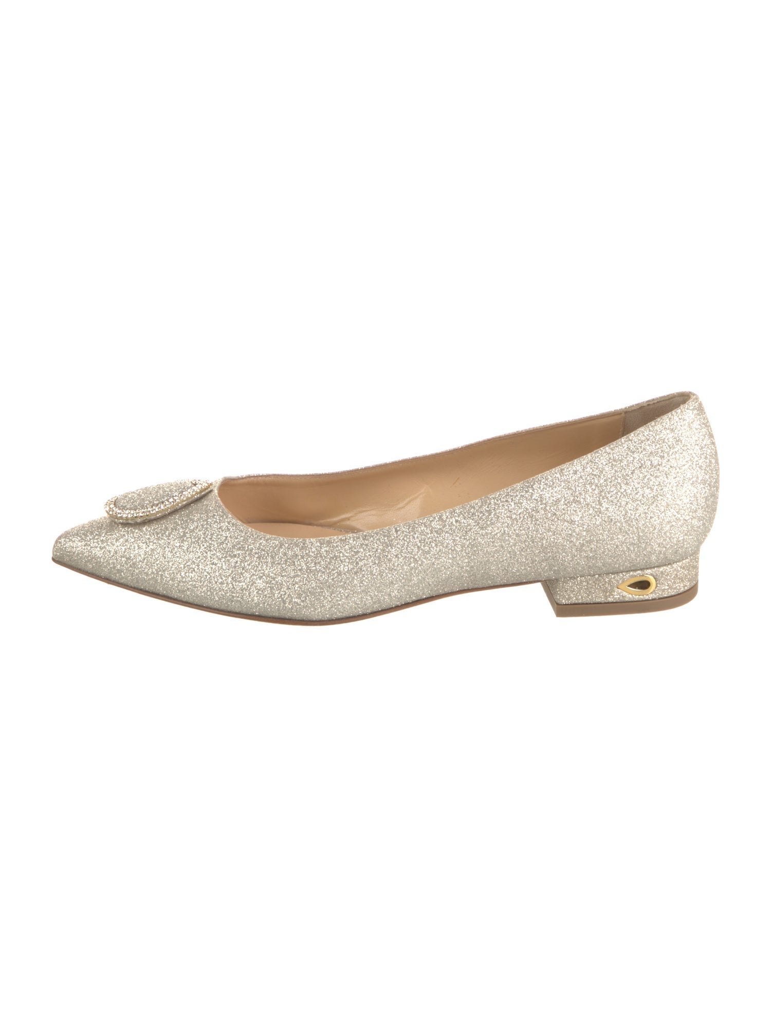 Jennifer Chamandi Glitter Crystal Embellishments Ballet Flats