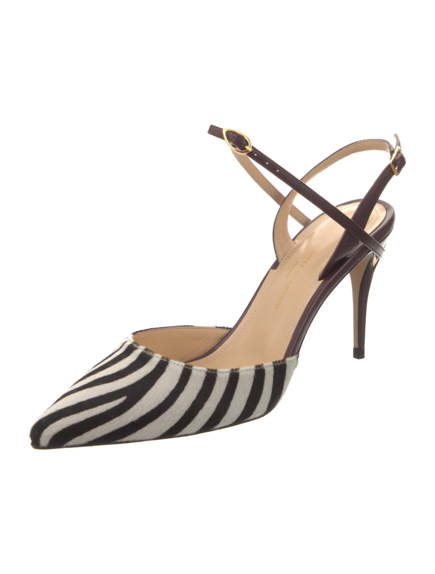 Jennifer Chamandi Ponyhair Animal Print Slingback Pumps