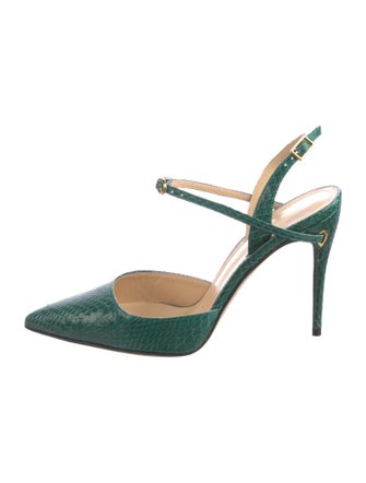 Jennifer Chamandi Snakeskin Slingback Pumps