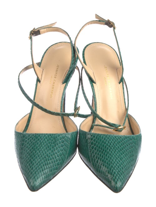 Jennifer Chamandi Snakeskin Slingback Pumps