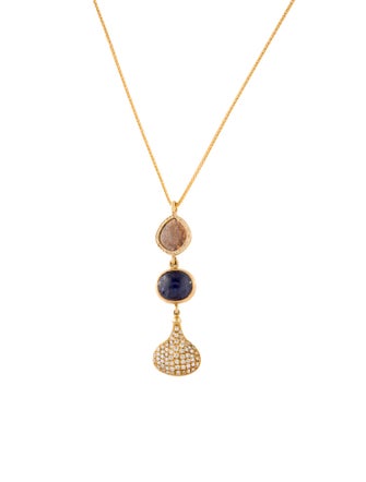 Karen Liberman Sapphire & Diamond Drop Pendant Necklace