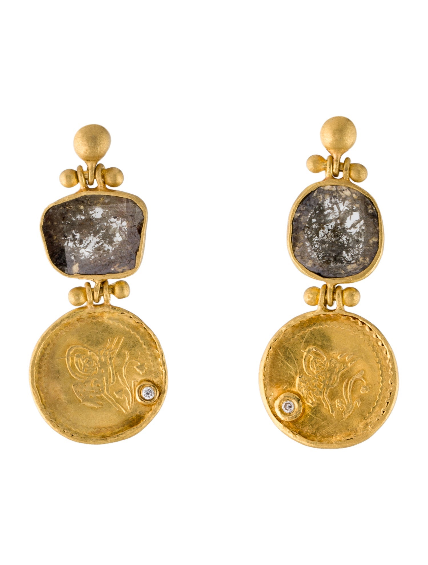 Karen Liberman Diamond & Coin Drop Earrings