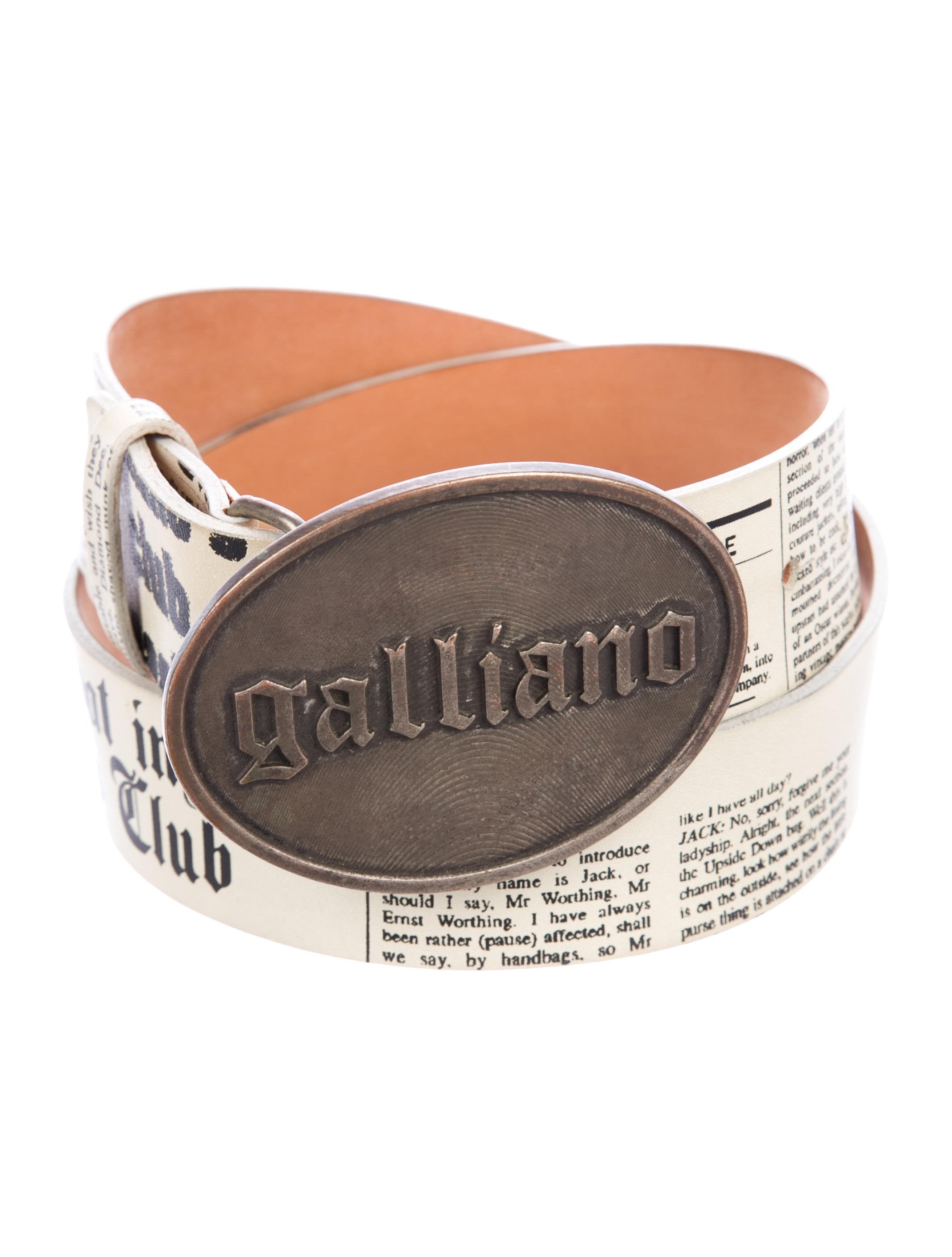 John Galliano Newspaper Leather Belt - White Belts