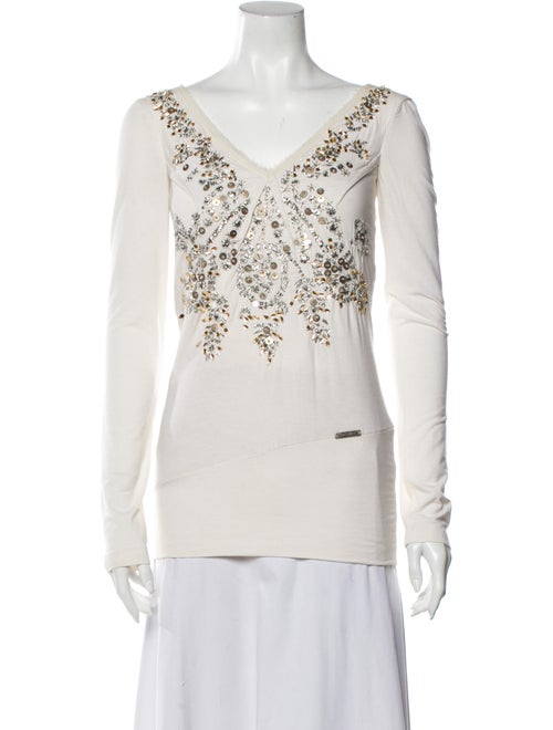 John Galliano V-Neck Long Sleeve Top