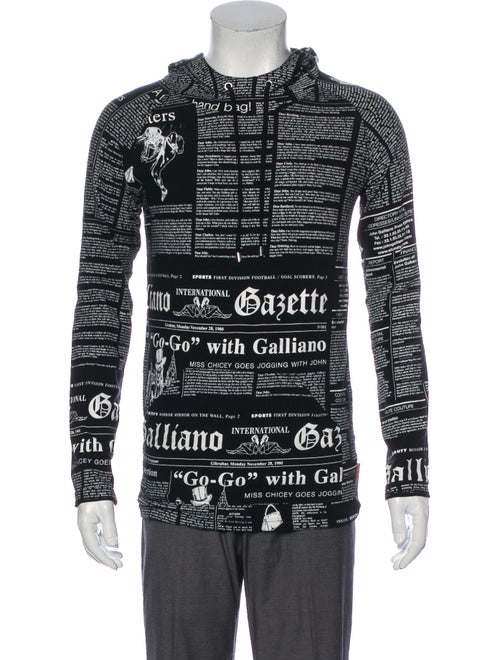 John Galliano Printed Crew Neck Hoodie Black