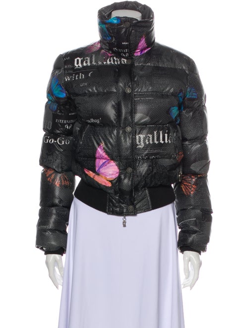 John Galliano Printed Down Jacket Black