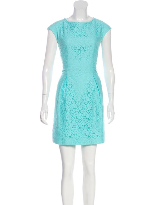 John Galliano Bateau Neck Mini Dress Blue