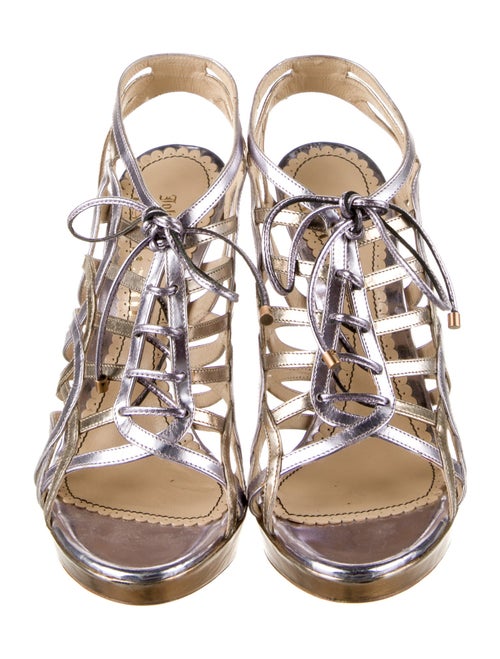 John Galliano Leather Colorblock Pattern Sandals