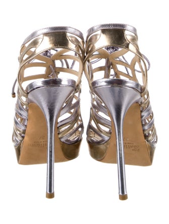 John Galliano Leather Colorblock Pattern Sandals